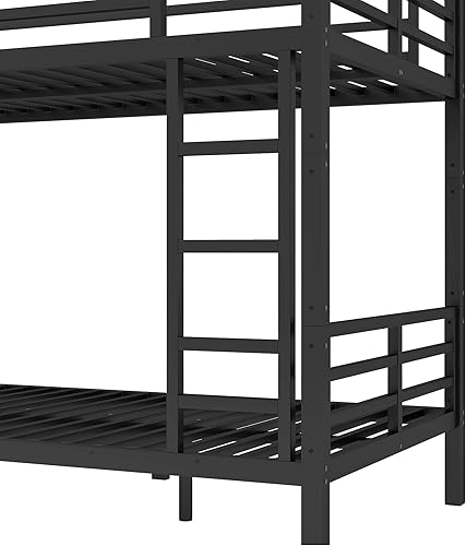 Miniatura 200 de Harper & Bright Designs Litera de metal completo sobre tamaño matrimonial para adultos, marco de cama de metal resistente con escalera y correas de