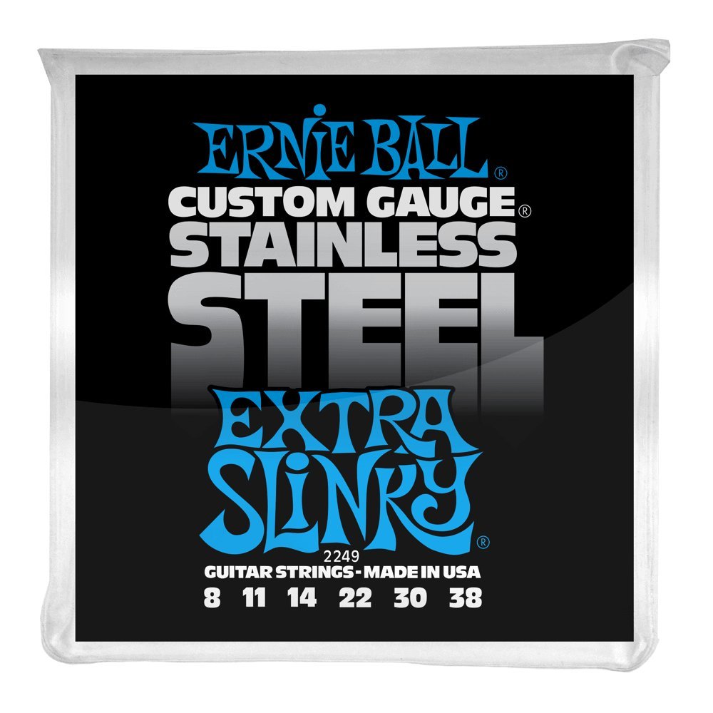 Ernie Ball Extra Slinky Stainless Steel Wound Electric Guitar Strings - 8-38 Gauge