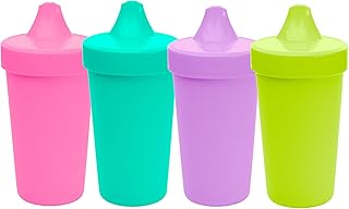Sippy Cups for Toddlers - 10 Oz. Reusable Spill Proof Cups for Kids, Dishwasher/Microwave Safe - Made in USA - Set of 4-3.13" x 6.25" - Mermaid