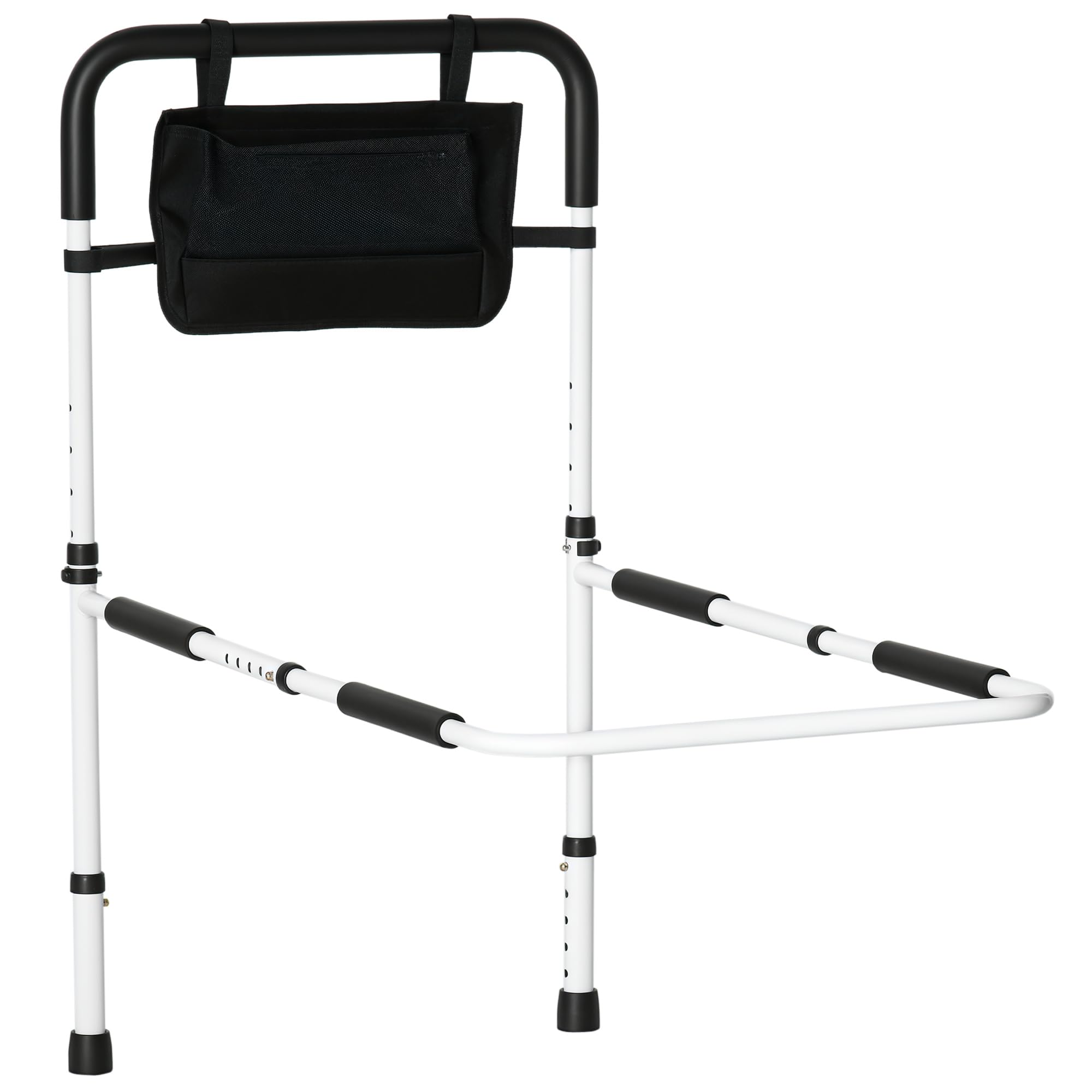 Homcom White Adjustable Bed Assist Rail Grab Bar For Senior And Disabled