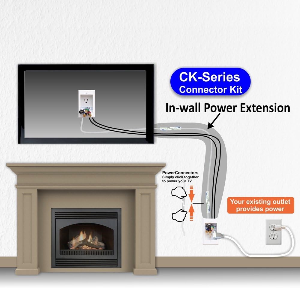 New Product PowerBridge Solutions TWO-CK-26 Dual in-Wall Cable Management for Wall-Mount TVs, 26' PowerConnect Cable, White