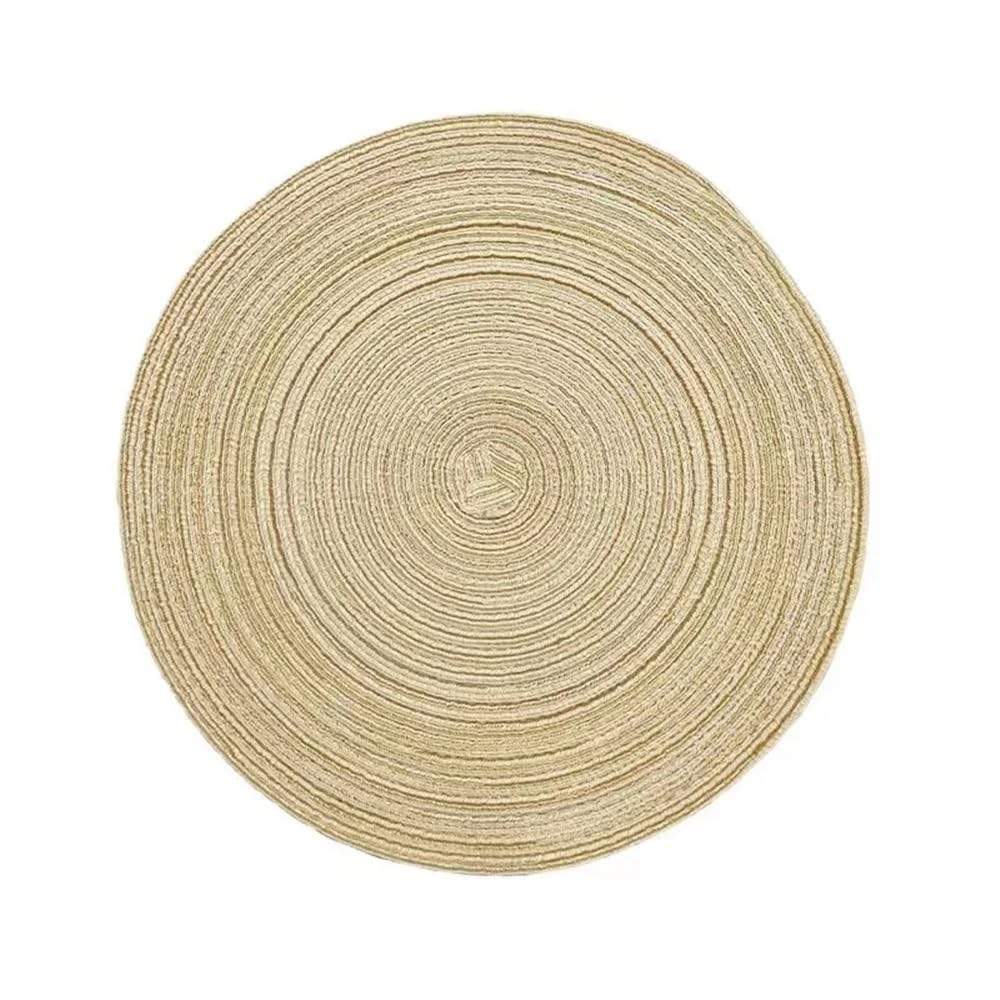Round Placemat Table Woven Vinyl Individual Placemats for Table Non-Slip Kitchen Tableware Drink Cup Coaster Hoilday Decoration(Rice white,38cm)