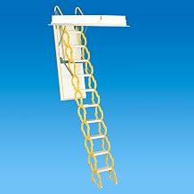 Rainbow Prestige M2254 Scissor Style Steel Attic Ladder/Stairs - 350 lb Capacity - 22-1/2"x54 Opening, 74" to 910" Height - Yellow