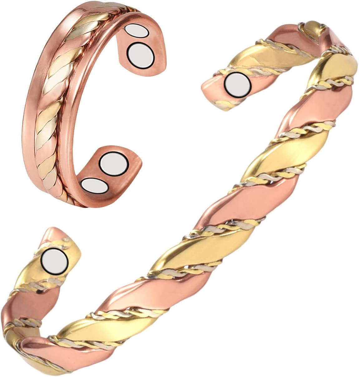 Wollet Tricolor Pure Copper Bracelet Ring for