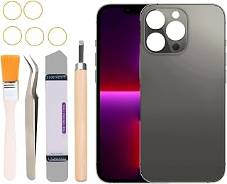 Back Glass Replacement for iPhone 13 Pro Max All Carriers with Professional Repair Tool Kit (Black)
