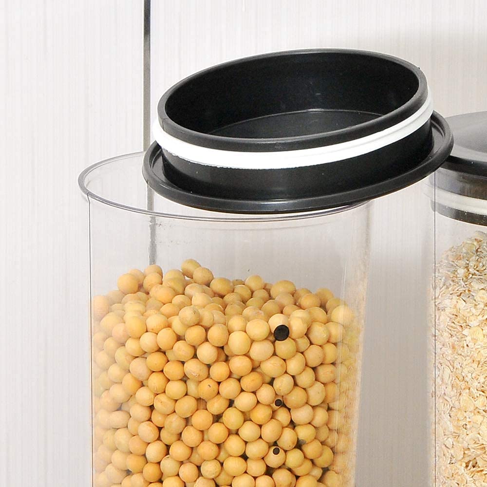 Dispensador De Alimentos Secos, Dispensador De Cereales De Doble Control, Máquina De Contenedores para Avena, Dulces, Nueces, Granos De Café, Arroz, Negro