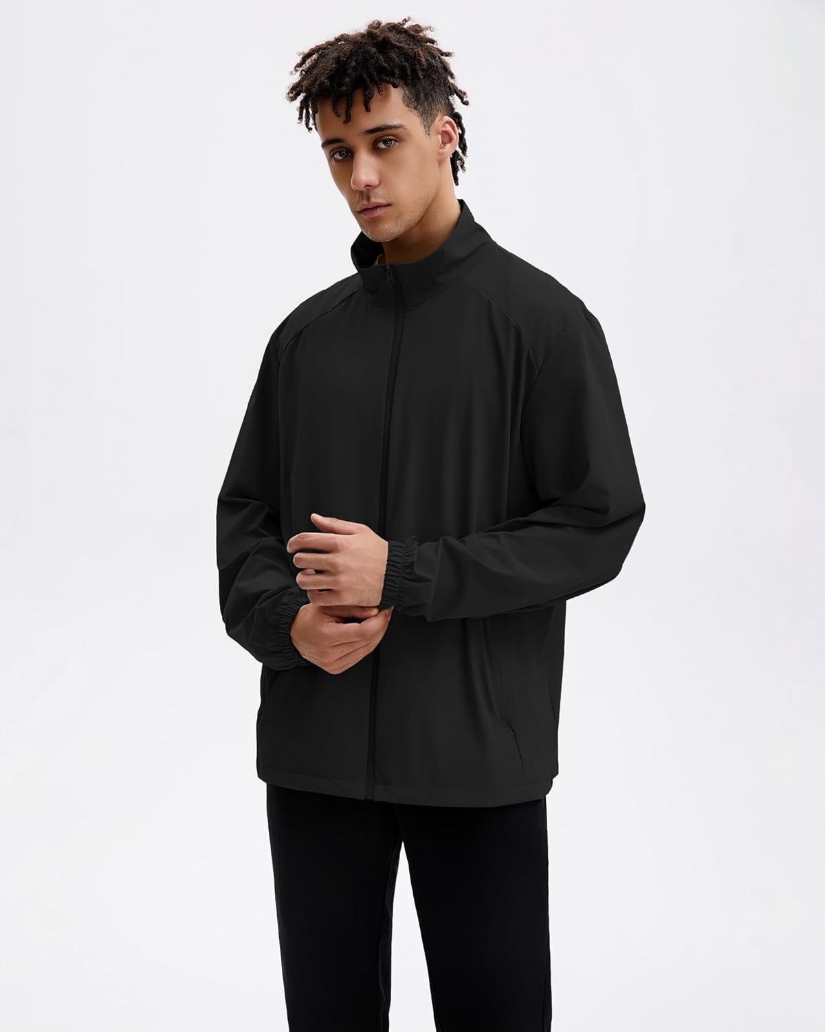 Locachy Men's UPF 50+ Sun Protection Lightweight Outdoor Full Zip Stand Collar Windproof Athletic Running Jackets - Image 2