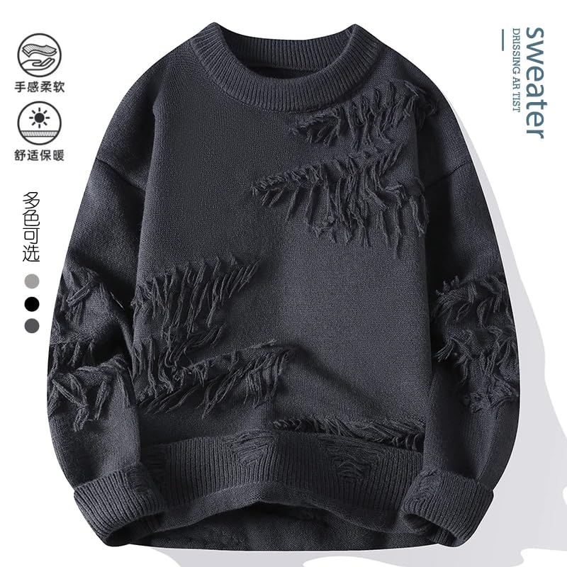 Men's Knitted Sweater Autumn Solid Color Pullover Men Round Neck Wool Sweaters Mens4