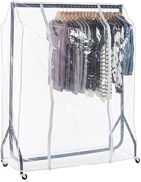 Shopfitting Warehouse Black Heavy-Duty Clothes Rail with Clear Cover 4ft wide
