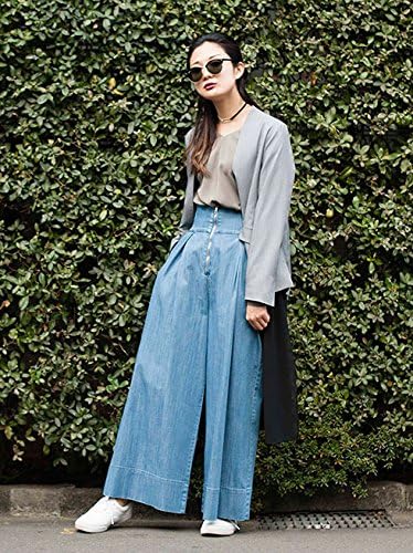 Amazon オズモーシス Osmosis Loaf テンセルデニムワイドパンツ L Blue ジーンズ 通販