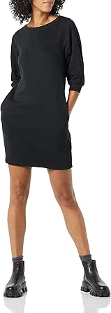 Amazon Essentials Mujer Vestido Tipo Sudadera con Cuello Barco Y Manga Blus�n De Forro Polar (Disponible En Tallas Grandes) 3XL