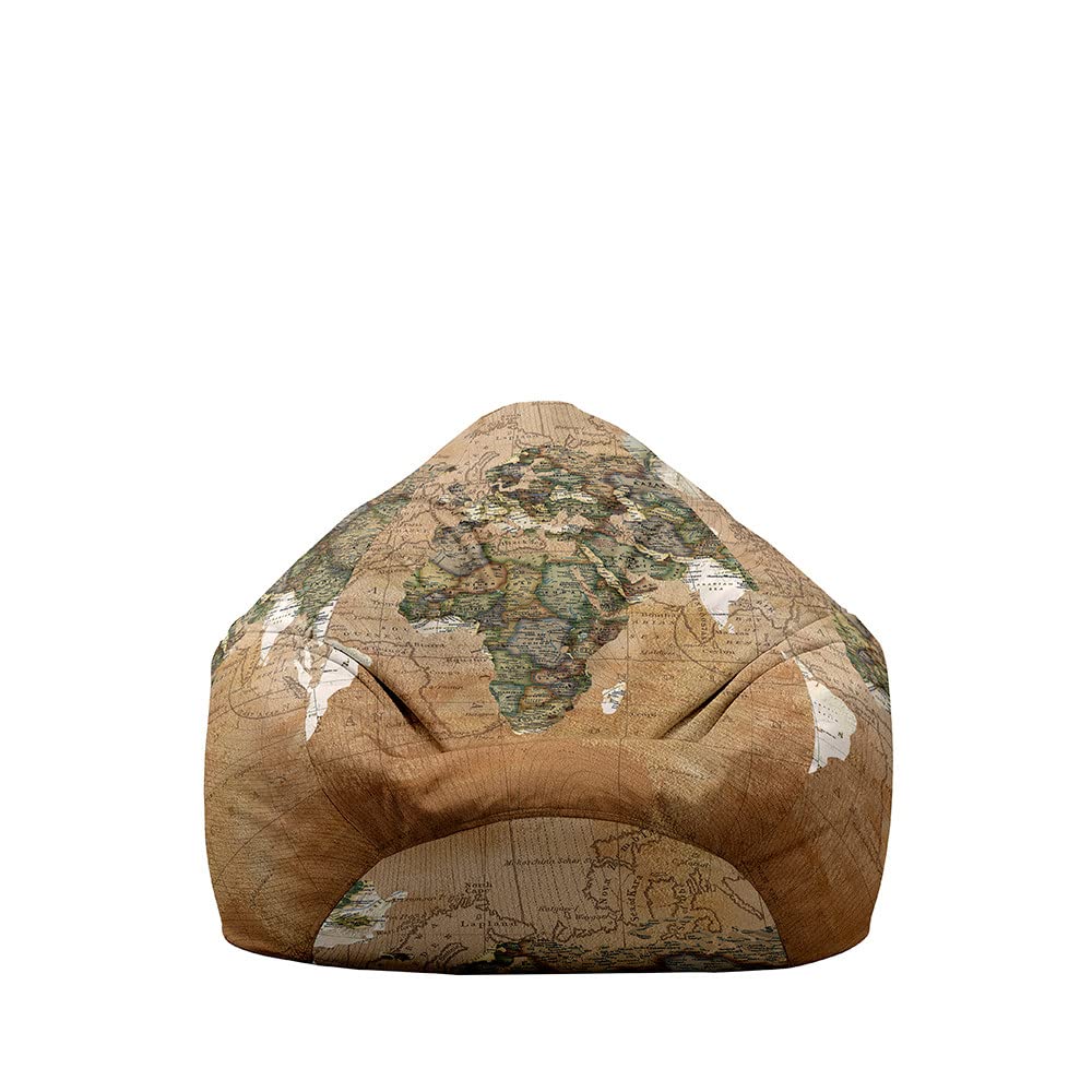Mateju Bean Bag Chair, Beanbag Chair Adult, 3D Compass Bean Bag Without Filling, Plush Toy Storage Large Bean Bags, High Back Bean Bags, Suitable for Indoor and Yard Beanbag (M,Old Drawings)
