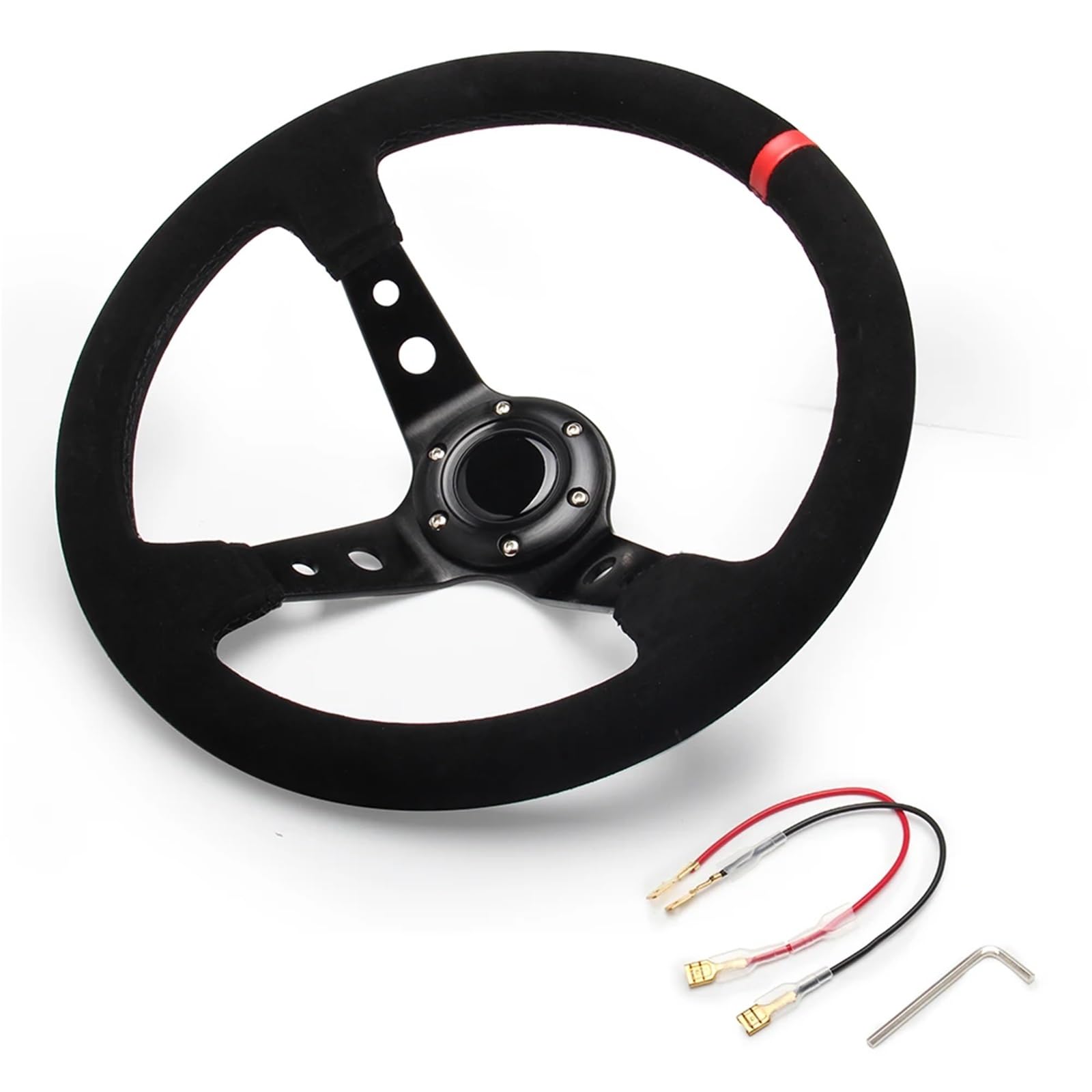 Volante da corsa Volanti universali da corsa for auto in pelle scamosciata 14 pollici 350 mm Volante sportivo alla deriva for mais profondo per corsa rallye(Blue)