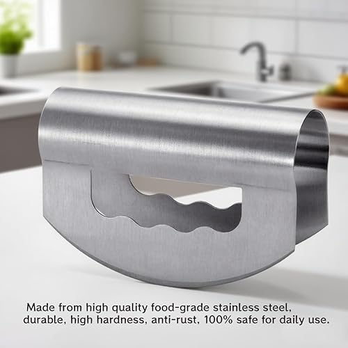 Miniatura 2 de Picador de ensalada con cubierta protectora, cortador de ensalada de doble hoja, cuchillo mezzaluna de acero inoxidable para picar lechuga, ensalada