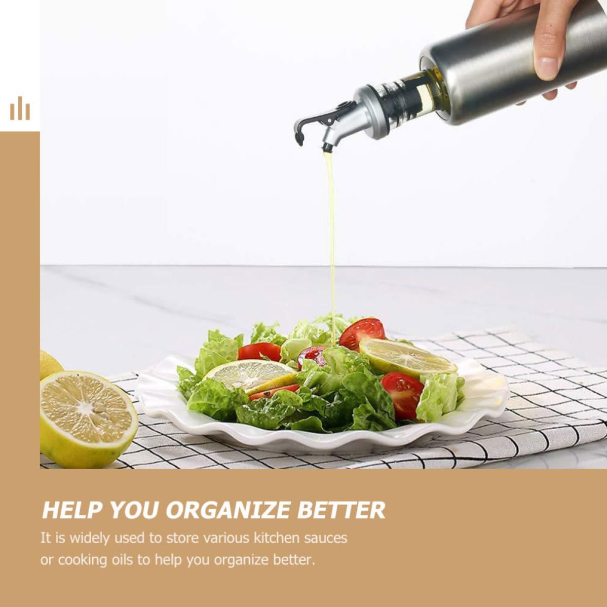 Ml Glass Oil Dispenser Bottle with Stainless Steel Sealed, Mess- Use