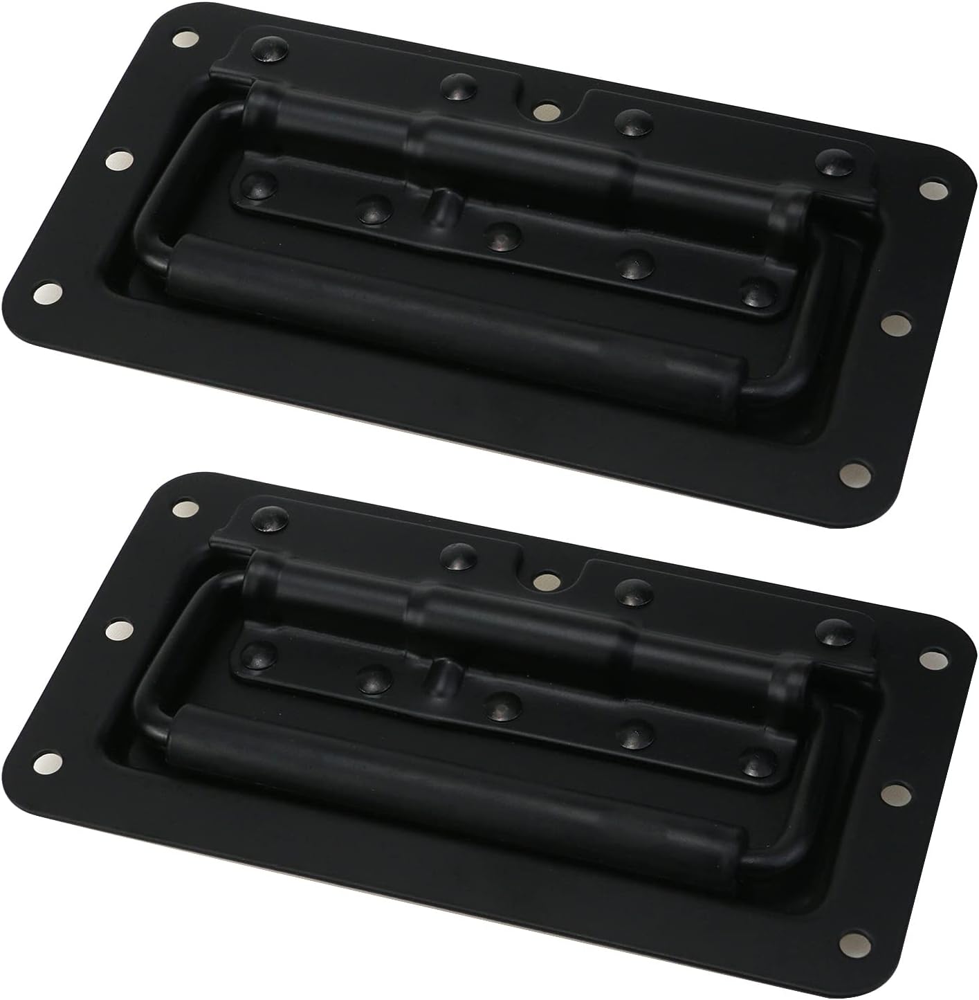 Semetall 2Pcs Spring Loaded Recessed Handles,Recessed Pull Handles for Toolbox,Black