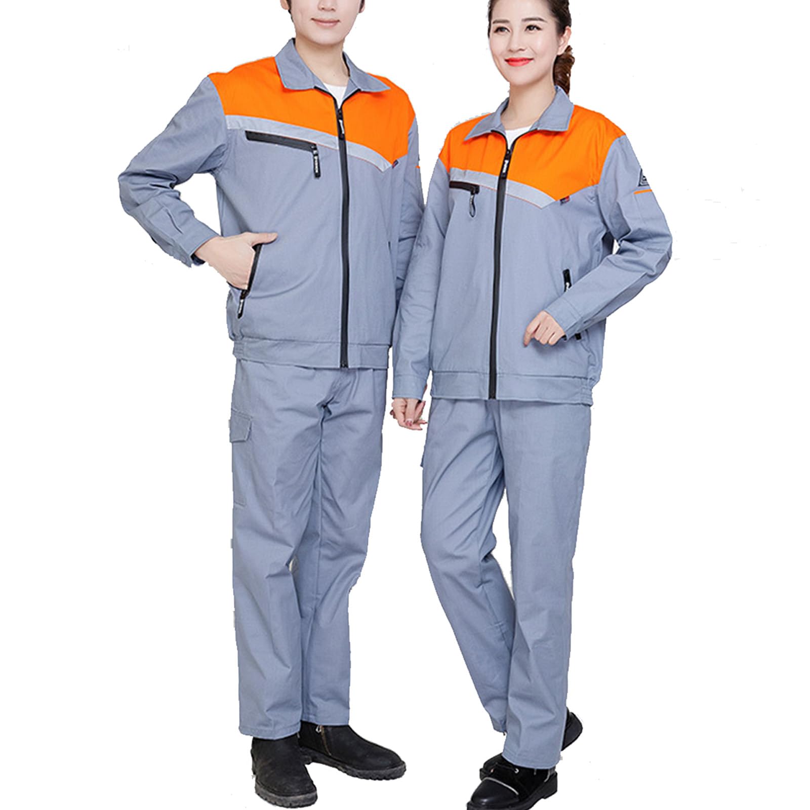 Unisex De Manga Larga Mono De Algodón Zip Up Workwear Uniformes Con Raya Reflectante