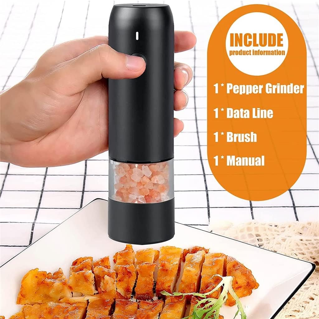 Electric Automatic Mill Pepper And Salt Grinder Spice with LED Light Adjustable Coarseness(Onecolor)