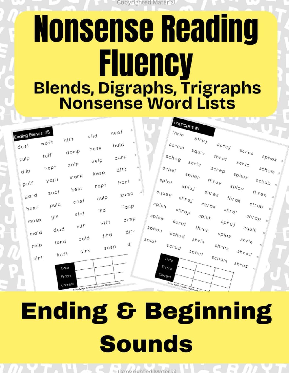 Nonsense Reading Fluency: Blends, Digraphs, Trigraphs Nonsense Word Lists (Reading Practice Workbooks)