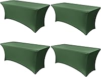 Vista 83 de Obstal Funda de mesa de elastano elástica de 4 pies para mesas plegables estándar, paquete de 2 manteles rectangulares universales ajustables