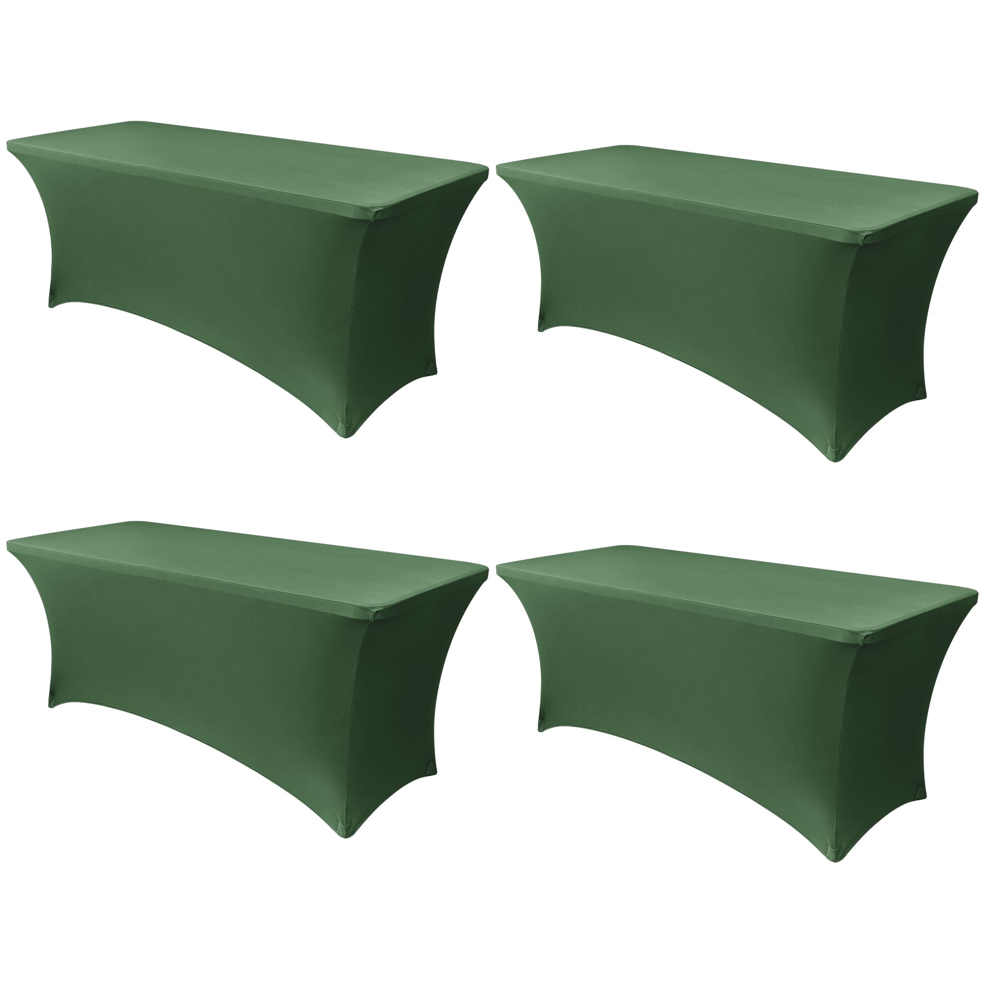 Obstal 6ft Stretch Spandex Table Cover - 4 Pack Universal Rectangular Fitted Tablecloth Protector for Wedding, Banquet and Party (Blackish Green, 72L x 30W x 30H Inches)