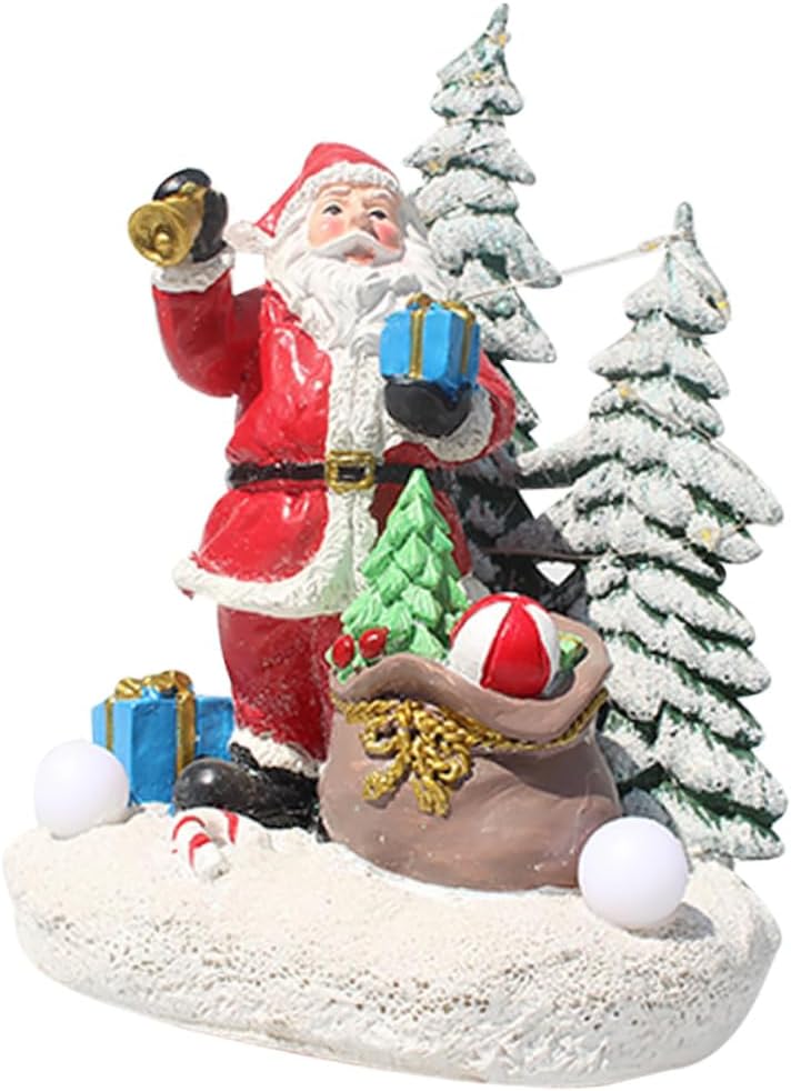LABRIMP 1pc Christmas Santa Figurine Ornament Festive Desktop Decor for Home Warm Atmosphere for Holidays Weddings and Parties Unique Craft Music Light Feature