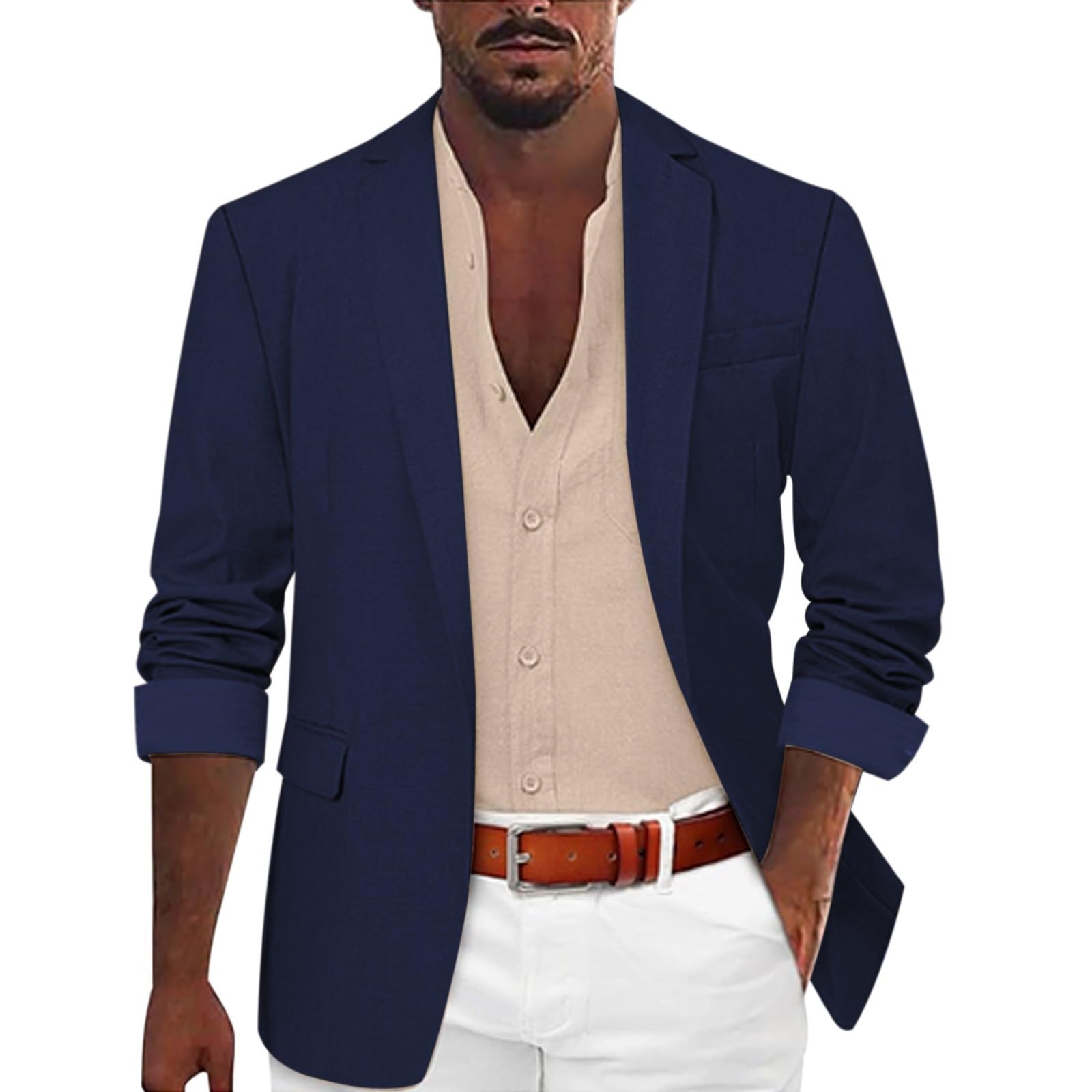 Linen Blazer Men Summer Casual Business Suit Jackets Lightweight Sports Linen Suit Jacket for Men
