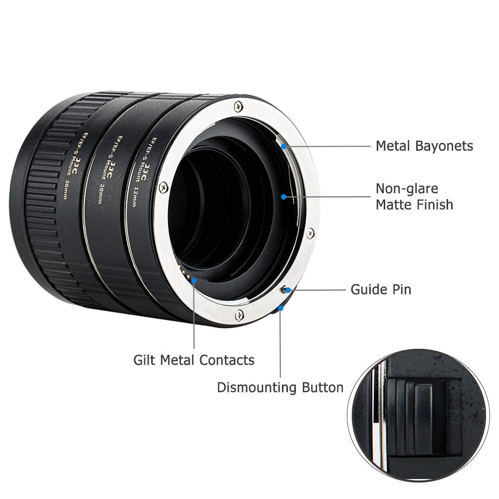 JJC AF TTL Auto Focus Macro Tubo di prolunga 12/20/36MM per Canon EF/EF-S Lens DSLR Cameras EOS 850D 800D 760D 750D 700D 250D 90D 80D 77D 5DS R 5D Mark II III IV 7D 6D