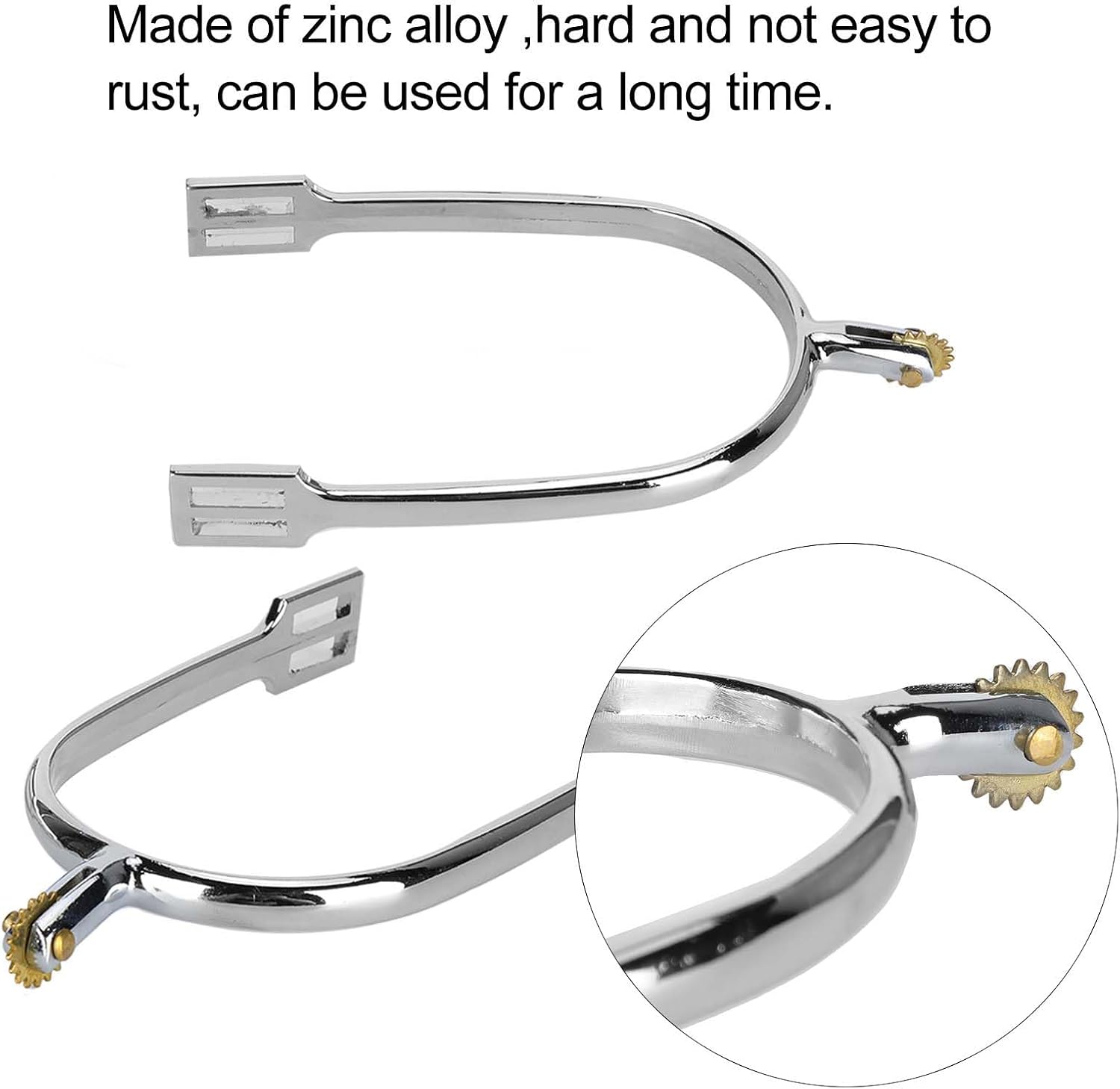 Horse Spurs, Zinc Alloy Material Erosion Spurs English Roping Spurs with Rotatable Copper Rowel Riding Horse Accessory