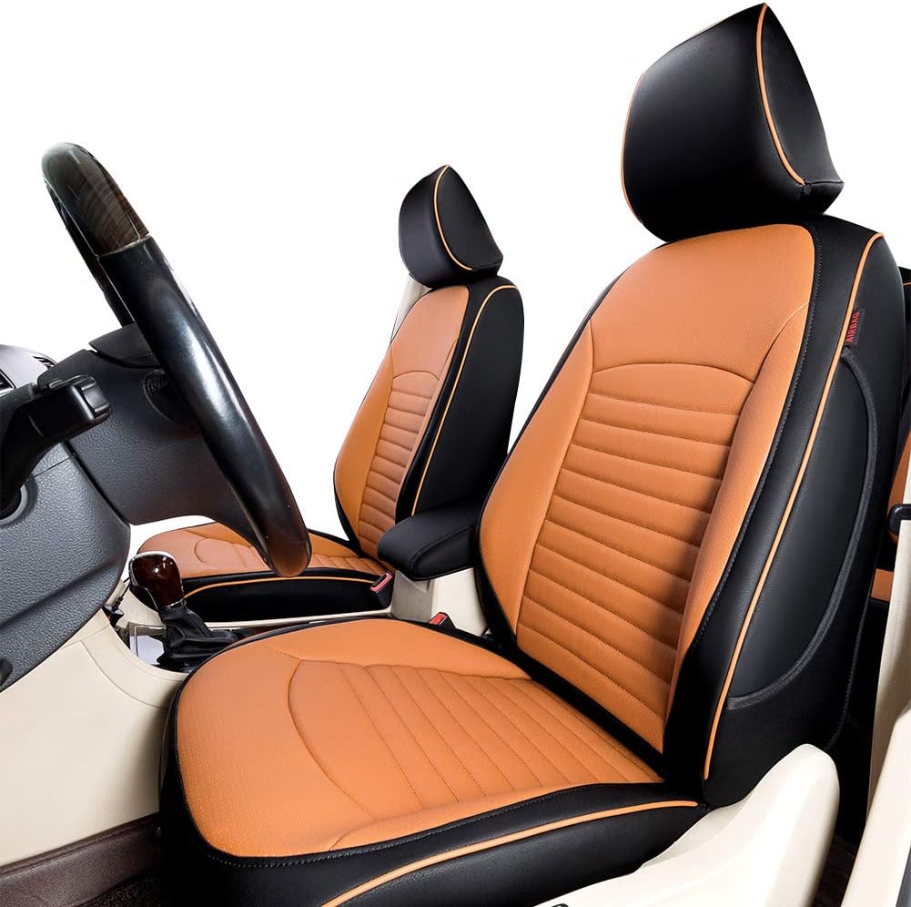 EKR Rogue Seat Covers Custom Fit for Nissan Rogue (Not for Sport) S/SV/SL 2014 2015 2016 2017 2018 2019 2020 Leather Car Seat Cover Full Set,Faux Leather (Black/Brown)