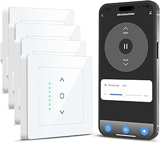 Rolladenschalter Smart Wlan, LincoSoft wlan rolladenschalter mit Prozentsteuerung und Sprachsteuerung, Smart Home Rolladensteuerung Kompatibel mit Alexa/Google Home, Nullleiter erforderlich 4 Stücke