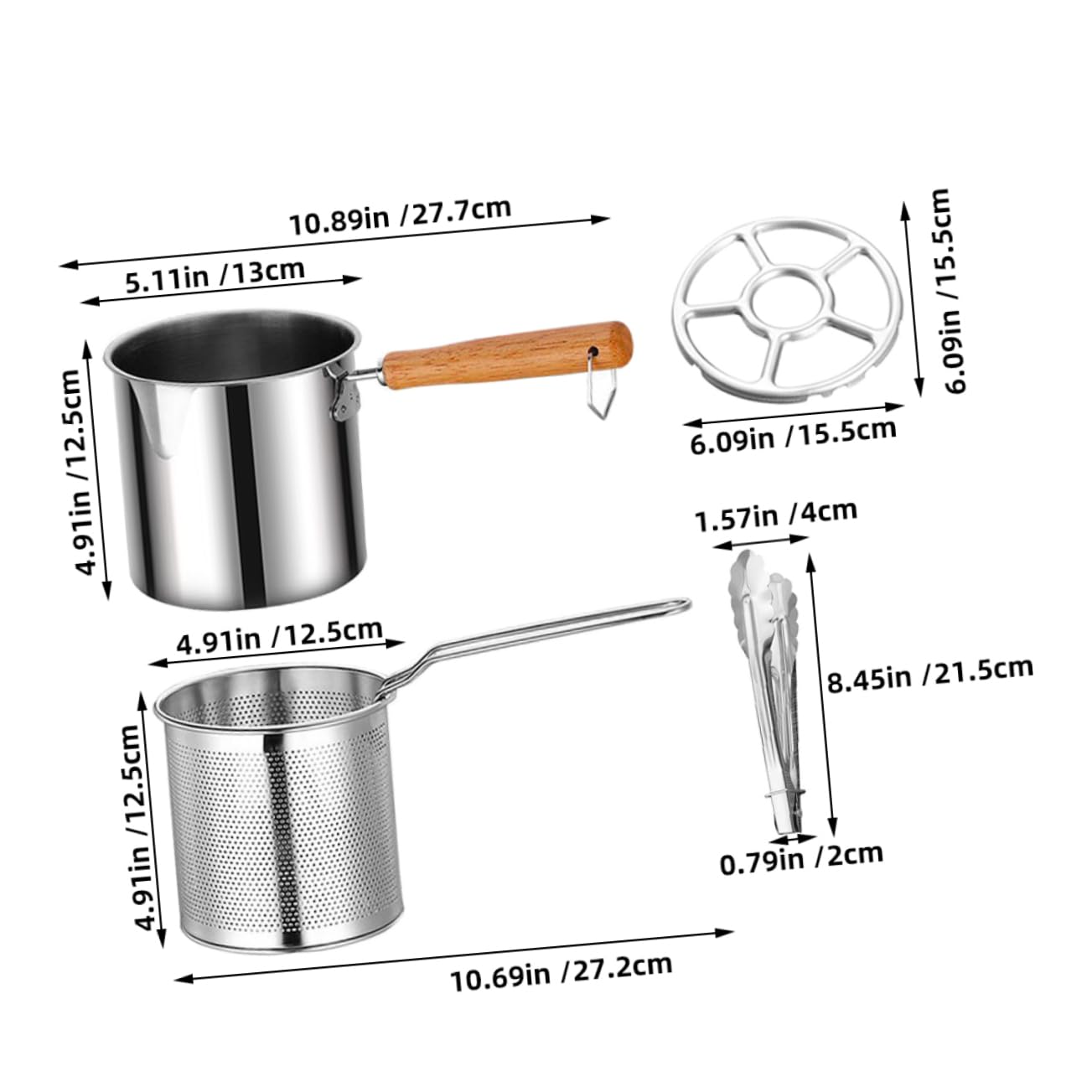 Alipis 1 Set Stainless Steel Fry Pot with Handle Deep Fryer for Home Cooking Food Grade Compact and Lightweight Design Easy to Clean and Store Includes Frying Basket and Accessories