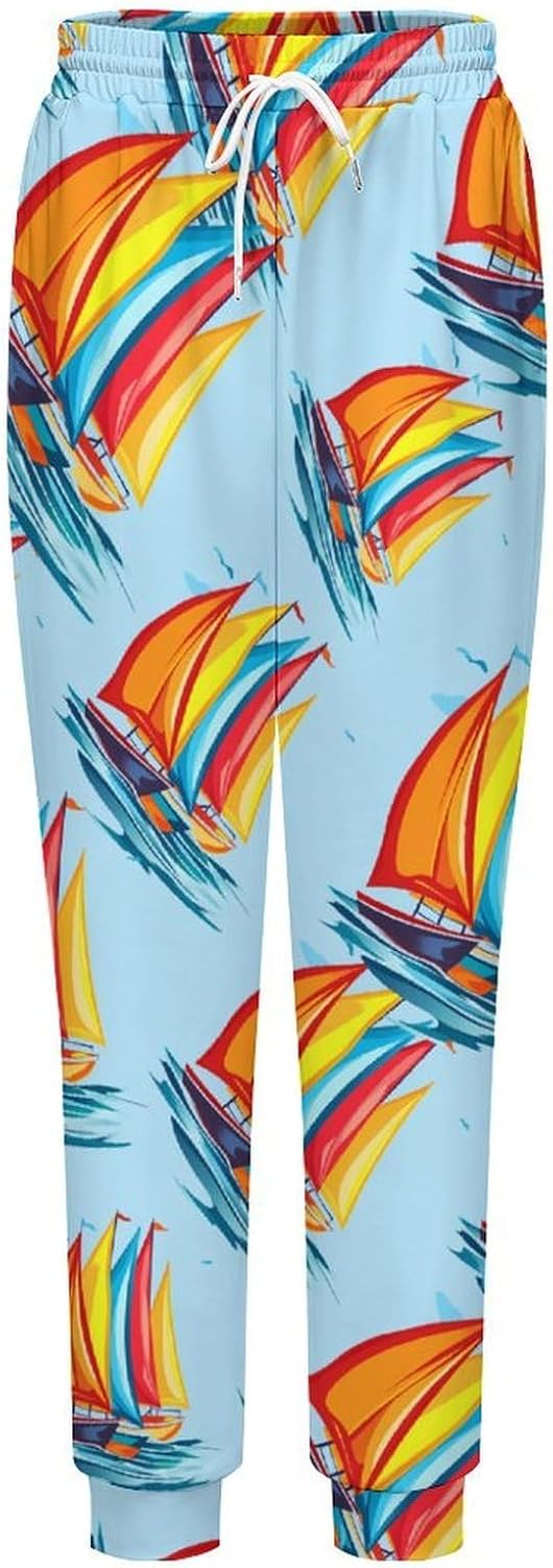 Sailboats Sailing Graphic Men's Pants Athletic Workout Sweatpants Jogger Casual Pant for Sports Home