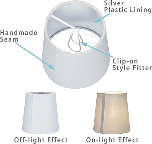 Miniatura 3 de LAMPWELL TELA - Juego de 6 pantallas de lámpara de araña con clip, barril pequeño, 5.2 x 4 x 5.2 pulgadas de alto, tela beige con forro de plástico