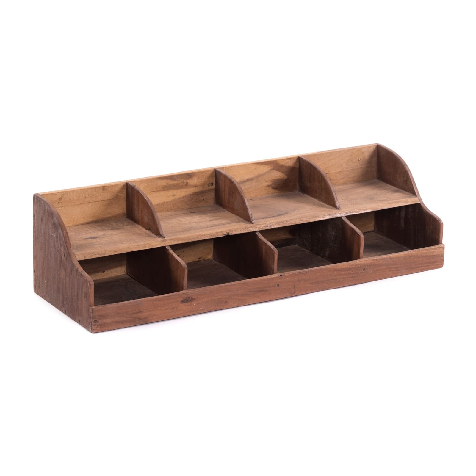 DESIGN DELIGHTS Organizer Storage 80 | Mahagoni Holz, 80 cm, Vier Fächer | Holz Ablage, Büroorganizer, Holzregal, Schreibtisch Ablage