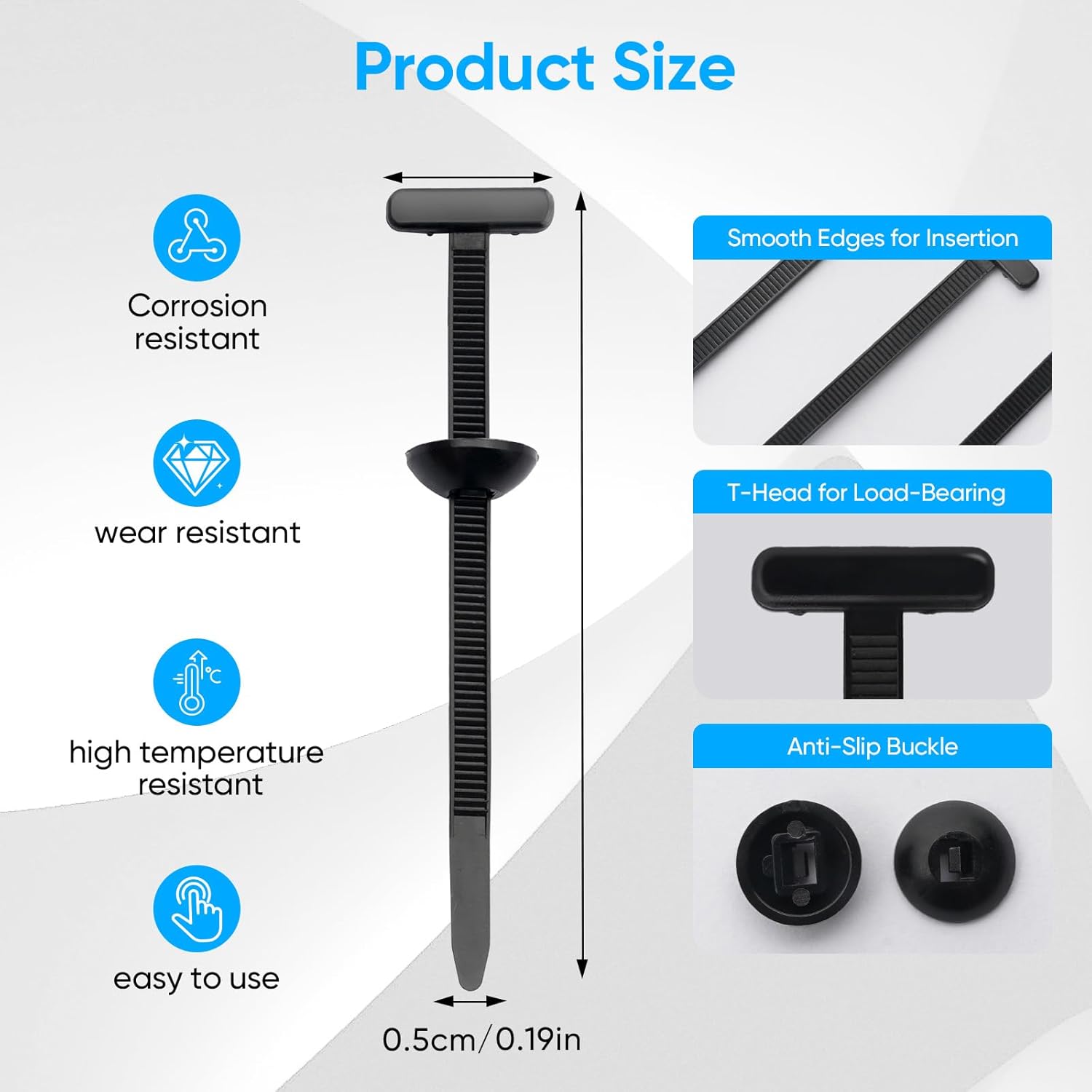 150 Pcs Multifunctional Universal Cable Tie Buckle, Heavy Duty Self-Locking Zip Ties Holder, Snap-Fit Nylon Fastening Clip for Car Repairs, Wire Bundling