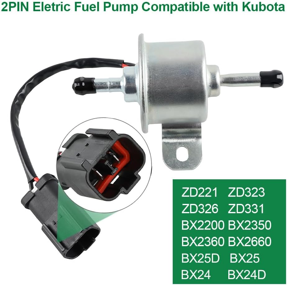 WATERWICH Fuel Pump Compatible with Kubota ZD18 ZD21 ZD28 BX23s ZD331 ZD221 ZD323 ZD326 BX2380 BX2200 BX2350 BX2360 BX2370 BX2660 BX25D BX25 BX24 BX24D