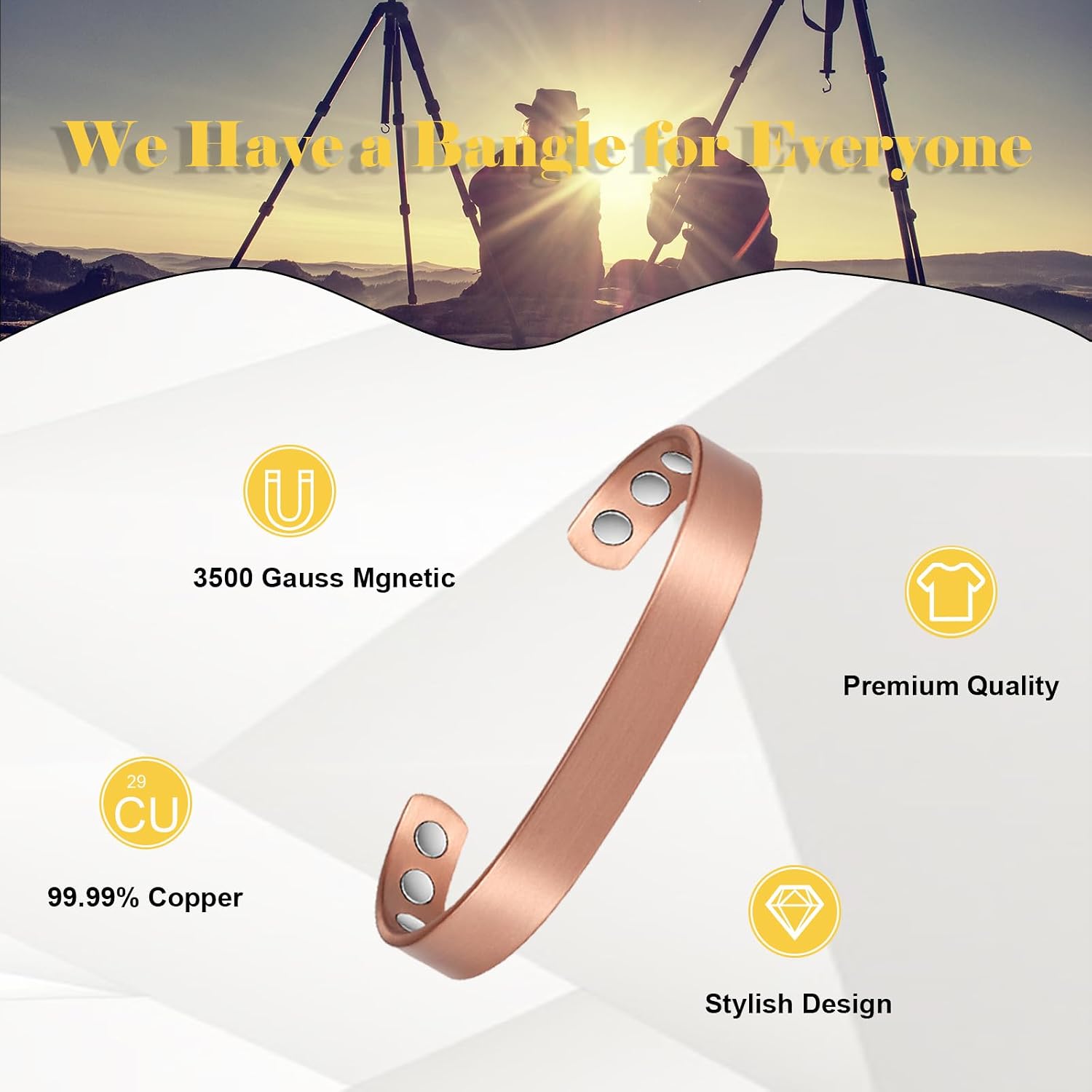 Copper Magnetic Bracelet for Women for Arthritis, 99% Pure Copper Fashion Adjustable Bracelet, Magnetic Jewelry Present(0946)