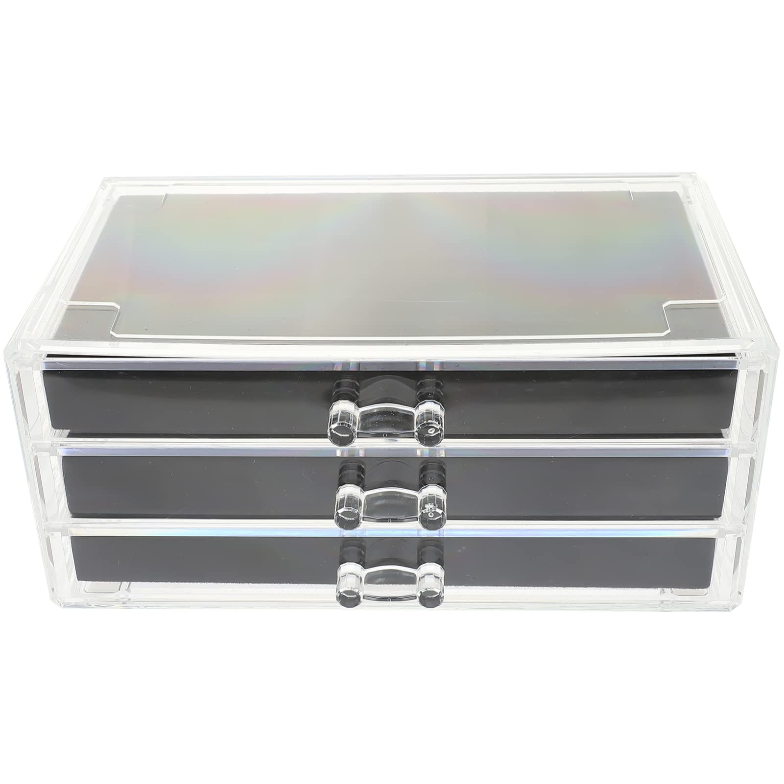 ifundom Mehrschichtige Schmuckaufbewahrungsbox aus Acryl Organizer für Halsketten Ringe und Ohrringe Schmuckschatulle mit Fächern für Schreibtisch Tragbar und Fusselfrei