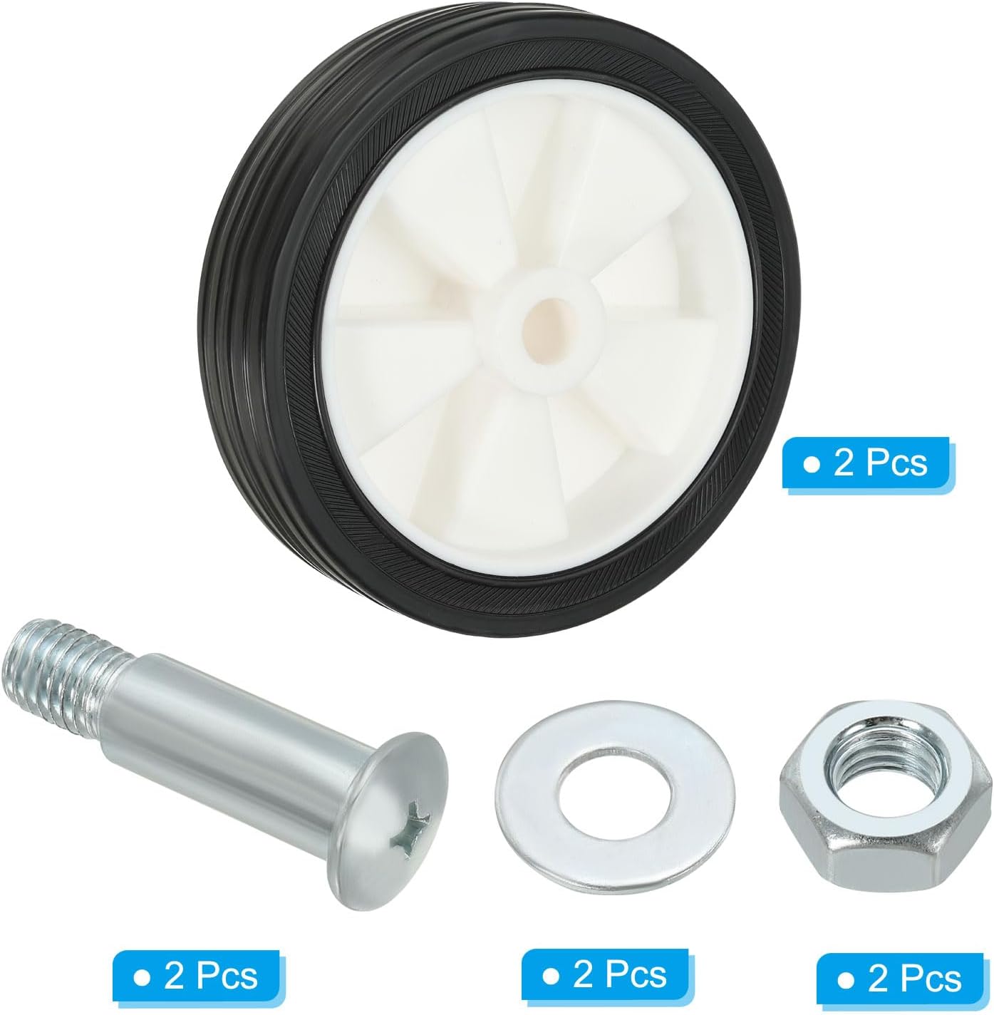 PATIKIL 5" Air Compressor Wheels, 2 Pack Universal Air Compressor Wheel Replacement Part with 0.5" Dia. Hole for Easy Mobility, White