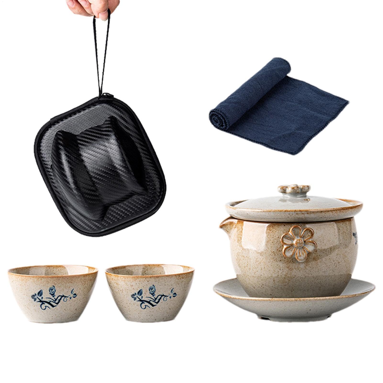 Juego de té japonés con cristalería fina y tazas de cerámica texturizada