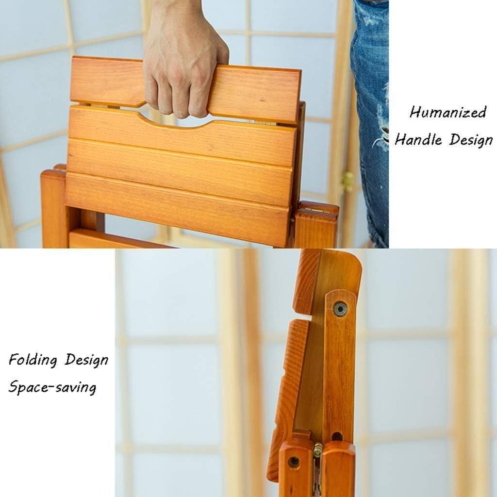 Folding Steps Ladder Stools Pine Wood Step Chair Stool Portable Flower Rack/Change Shoes Bench Library Furniture (Light Walnut Color)