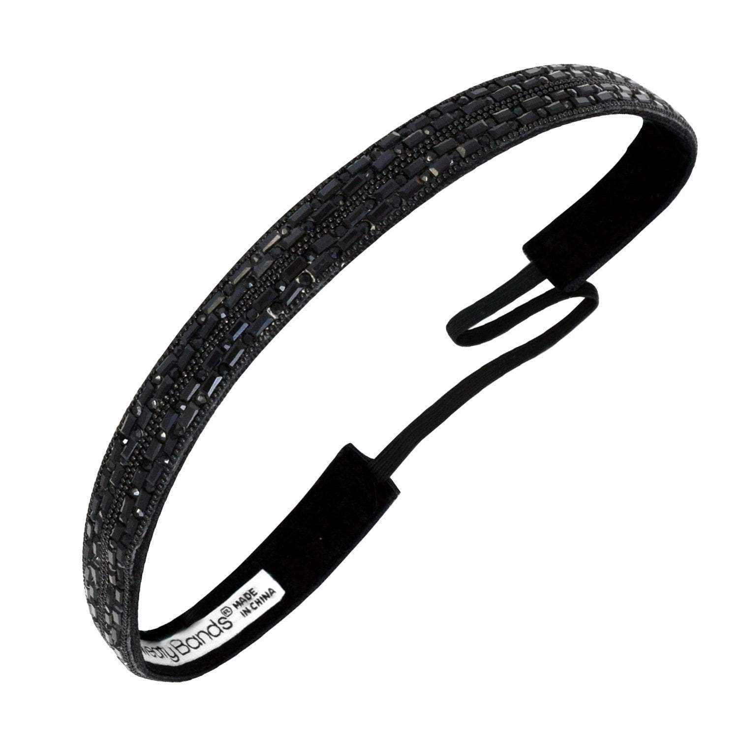 Sweaty Bands Womens Girls Headband - Non-Slip, Velvet-Lined Jeweled Hairband - Bling It Always in Style Black 5/8-Inch