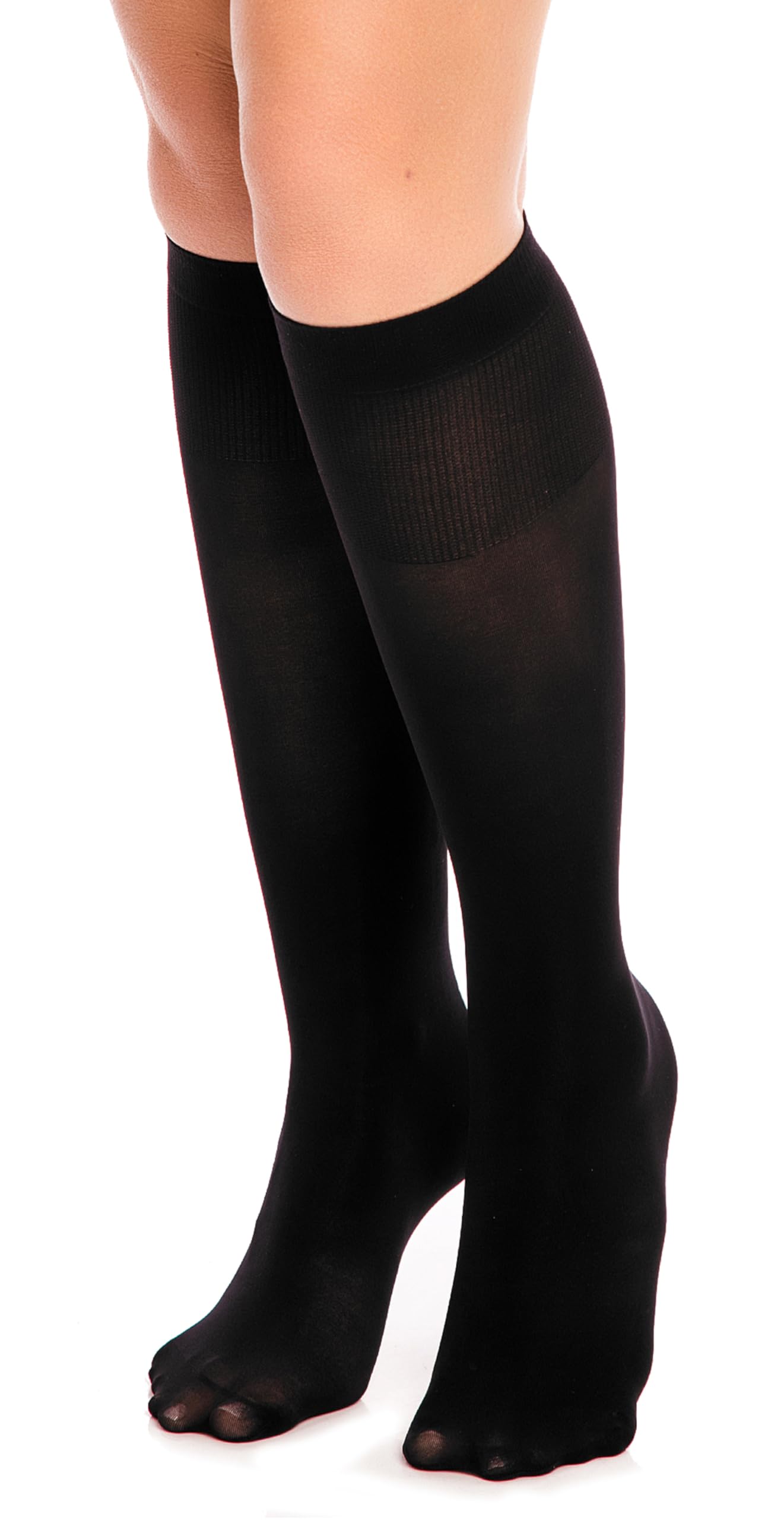 Glamory Women's Fit 50 Microfibre Matte 50 DEN Knee-High Socks, Black, One Size