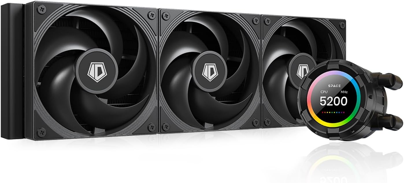 ID-COOLING SL360 PRO SE 360mm AIO CPU Liquid Cooler with Customizable LCD Display, 2.1" LCD Display for Images, GIFS, MP4 and Performance Metrics, 3 AS-120 Silent Fans, Fits Intel & AMD