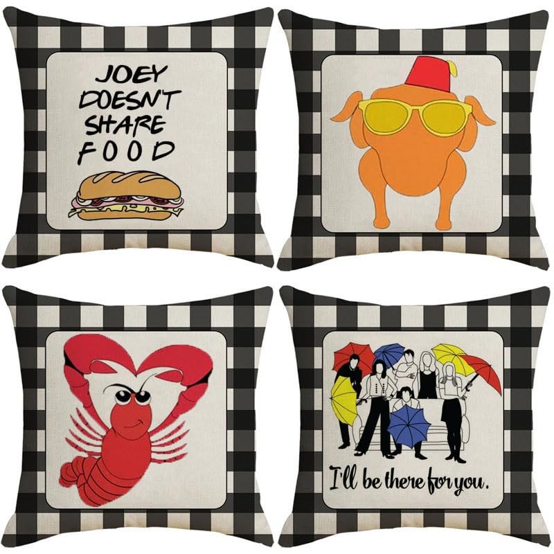 OKFCUS Friends TV Show Merchandise 4PCS Decorative Pillow Covers Bed Sofa Couch Pillow Covers for Farmhouse Couch Friends Tv Show Gift for Friends