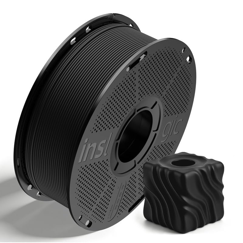 Inslogic Matte PLA Filament 1.75mm 3D Printer Filament Fine Matte Texture & High Precision Dimensional Accuracy +/- 0.02mm 1kg Spool (2.2lbs) Fit Most FDM 3D Printers Black