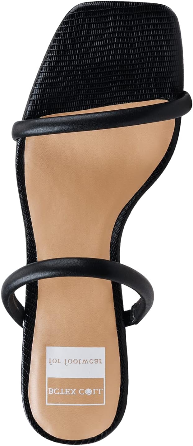 BCTEX COLL Women's High Heeled Sandal Two Strap Square Toe Slip on High-heeled Sandal High Heel Sandal Comfortable for Women - Image 6