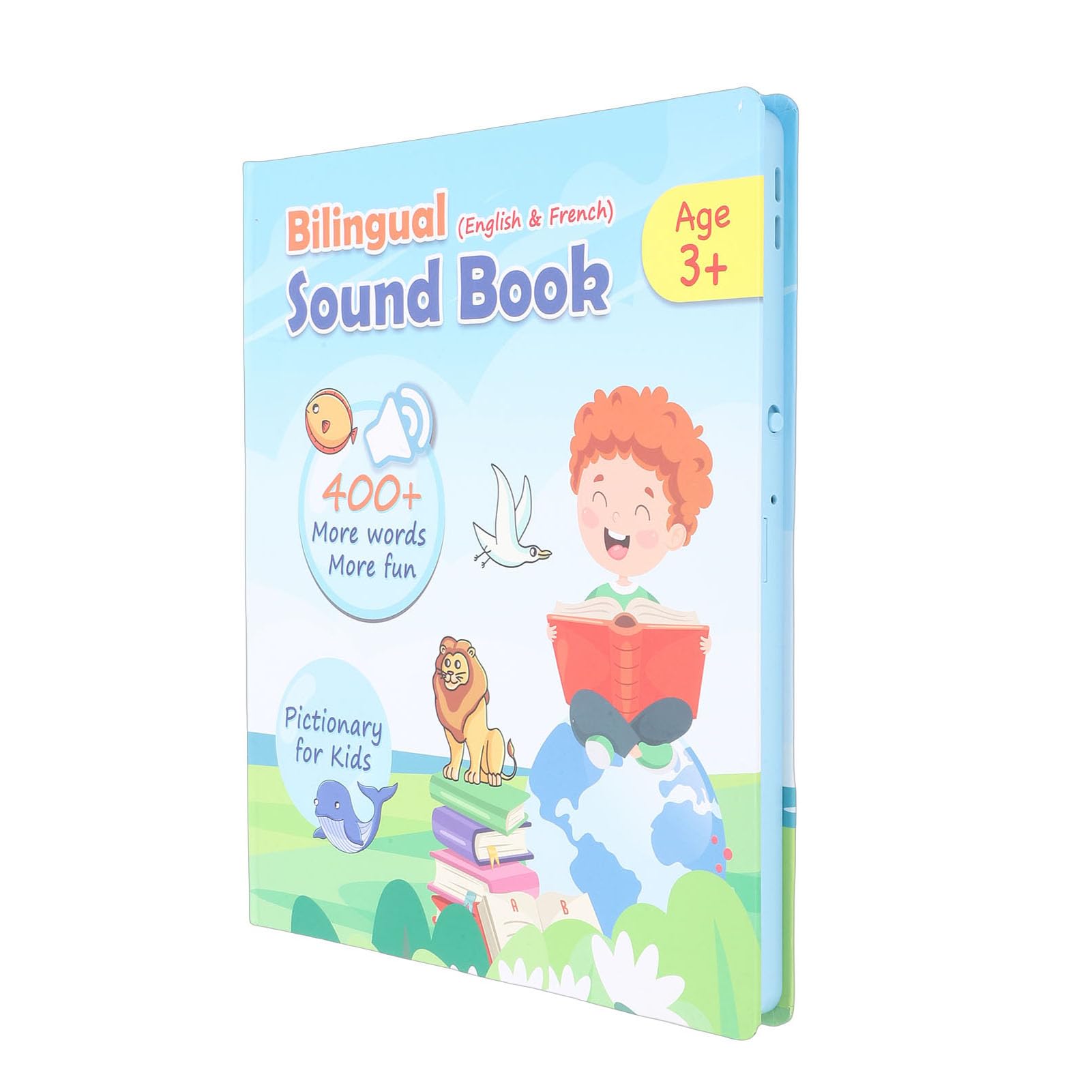 SIXRUN Talking Book French English Bilingual Sound Book Plastic Interactive Learning Toy 29 X 25.2cm Voice Guidance Touch Controls for Kids Ages 3 to 8 Preschool Study