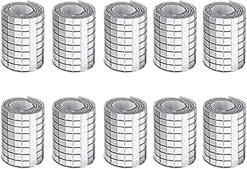 Miniatura 1 de PHEZEN Azulejos de mosaico autoadhesivos, 4000 unidades, azulejos de mosaico de espejo de vidrio, azulejos de espejo cuadrado, azulejos de disco